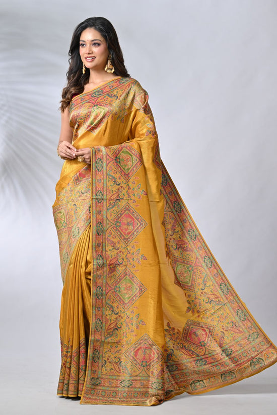 Mustard Kani Silk Katan Saree - silk Indian ethnic wear by Rangoli