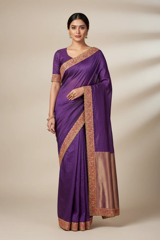 Embroidered Dola Silk Saree