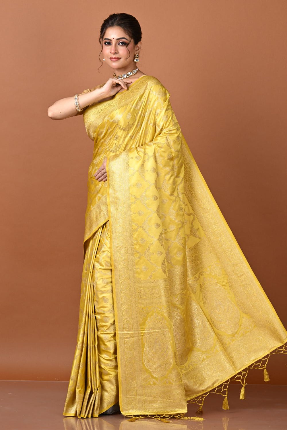 Mustard Masru Silk South Weave Saree