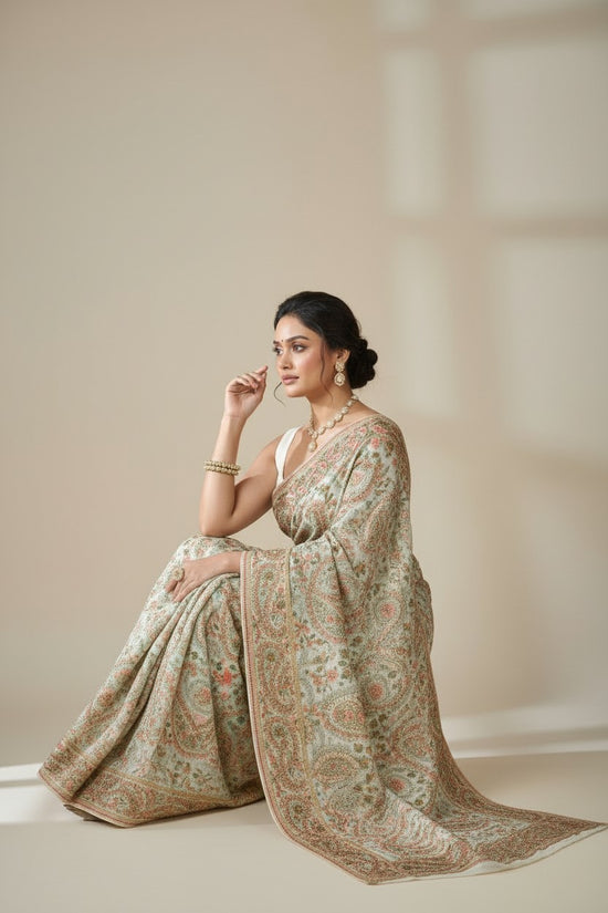 Georgette Fancy Embroidery Saree - georgette; synthetic; silk Indian ethnic wear by Rangoli