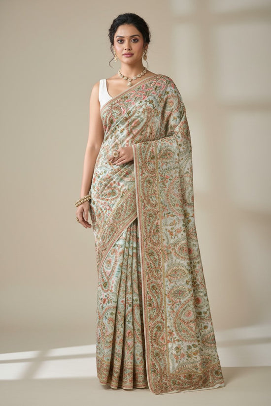 Georgette Fancy Embroidery Saree - georgette; synthetic; silk Indian ethnic wear by Rangoli