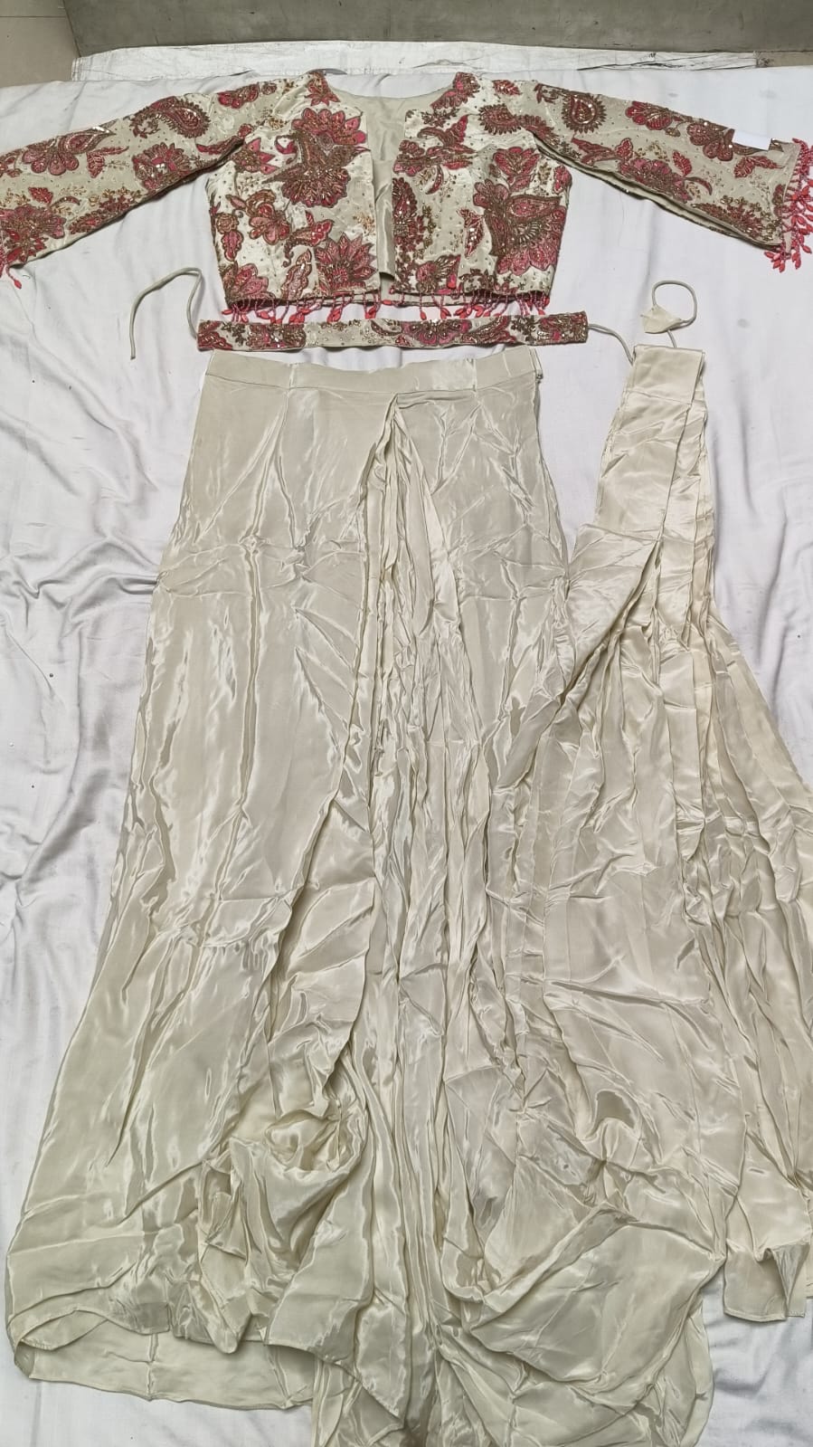 Contemporary Ivory Suit Palazzo with Designer Jacket