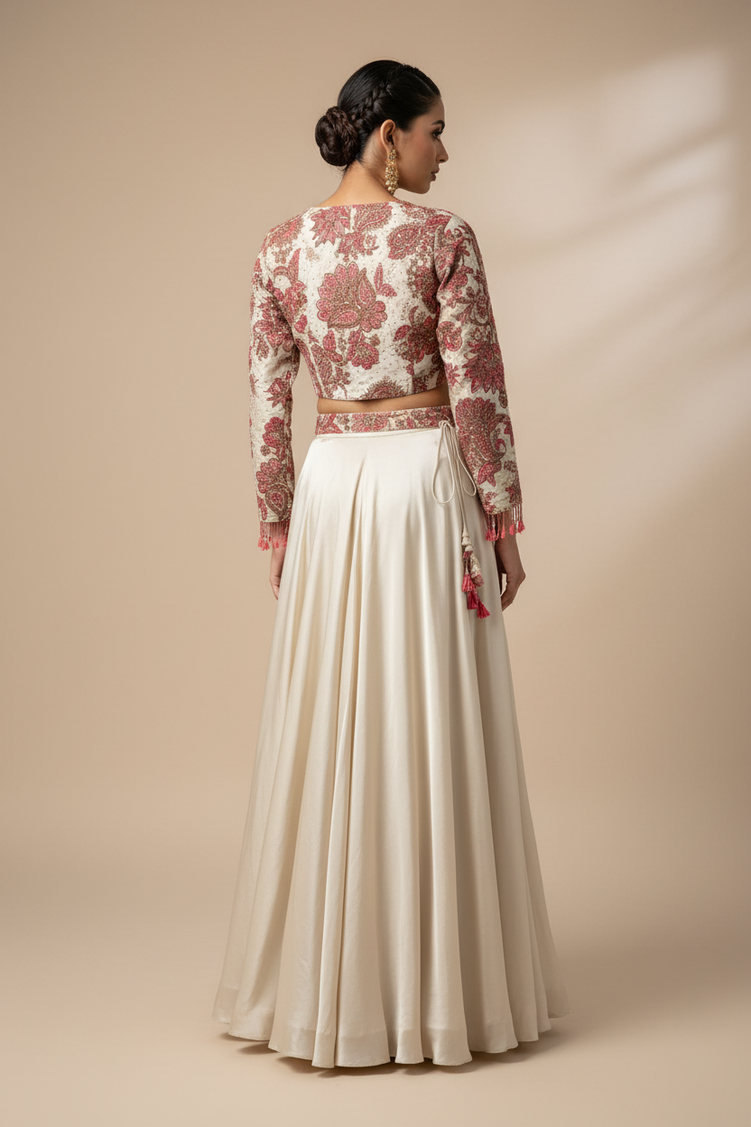 Contemporary Ivory Suit Palazzo with Designer Jacket
