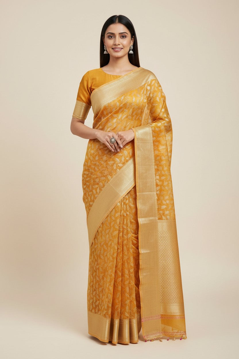 Heritage Zari Cotton Banarasi Saree - Rangoli Sarees