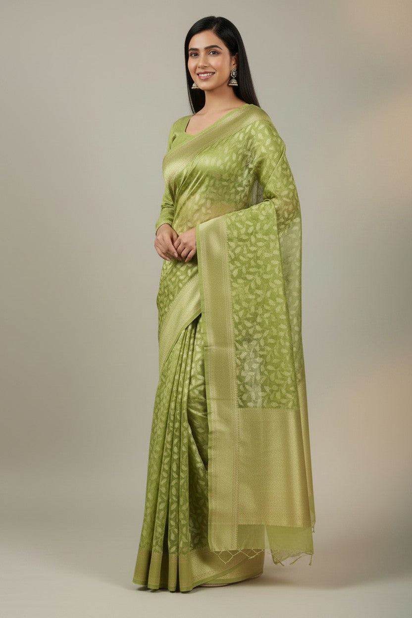 Heritage Zari Cotton Banarasi Saree - Rangoli Sarees