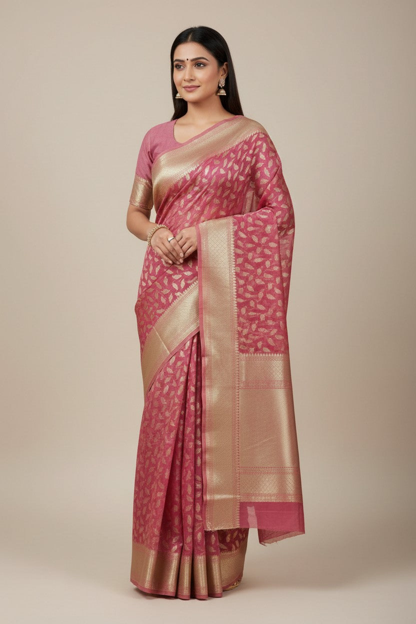Heritage Zari Cotton Banarasi Saree - Rangoli Sarees