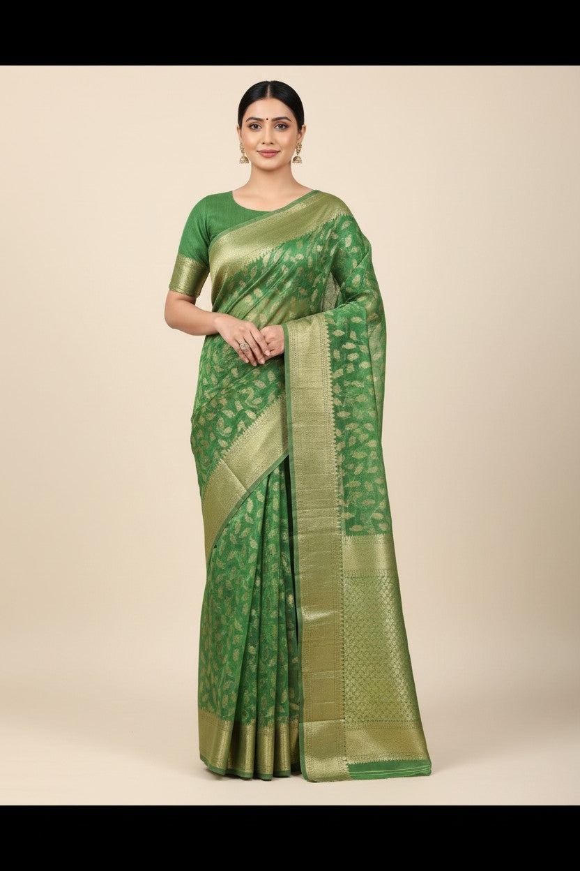 Heritage Zari Cotton Banarasi Saree - Rangoli Sarees