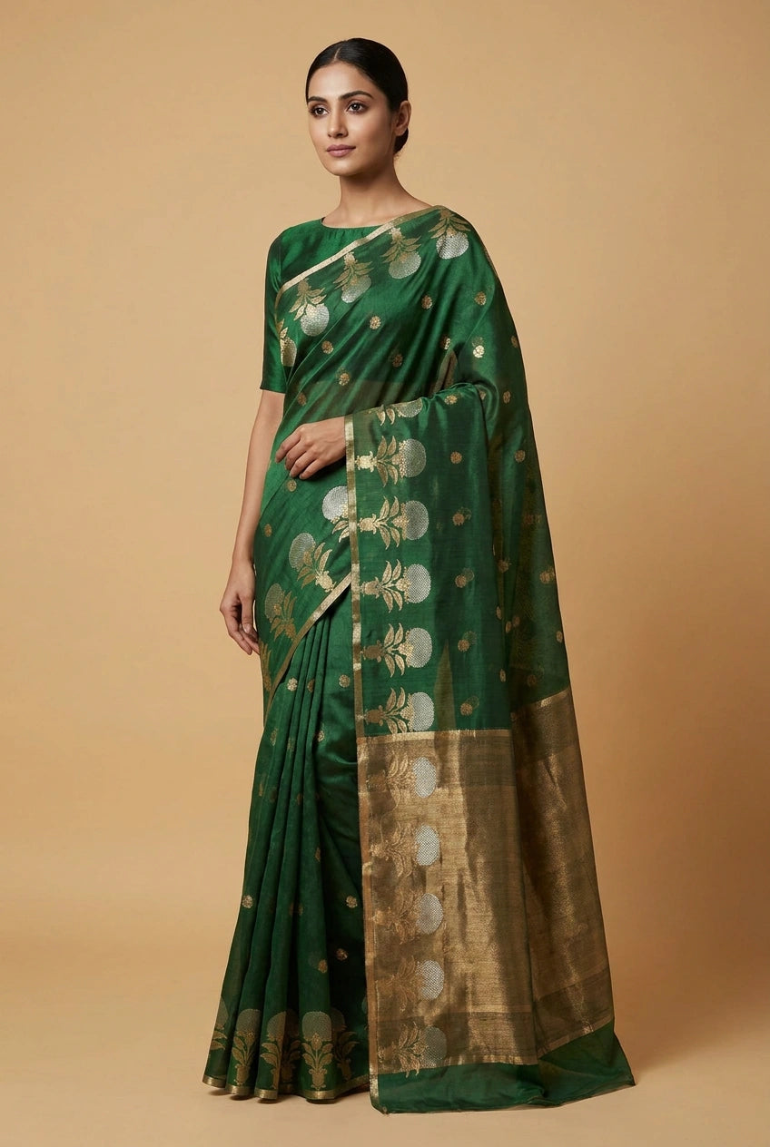 Cotton Banarasi Saree with Cotton Zari for Daily Festive