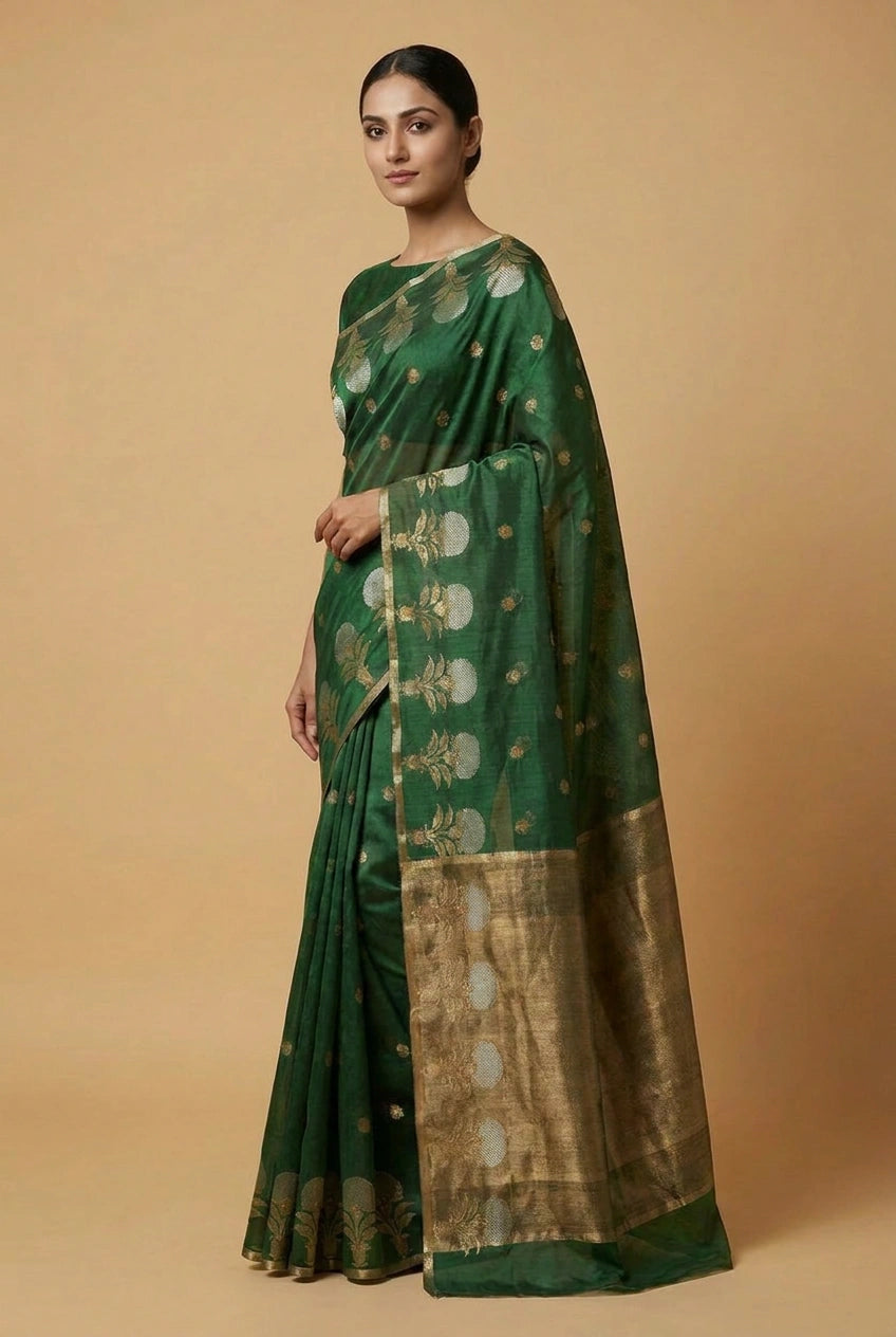 Cotton Banarasi Saree with Cotton Zari by Rangoli
