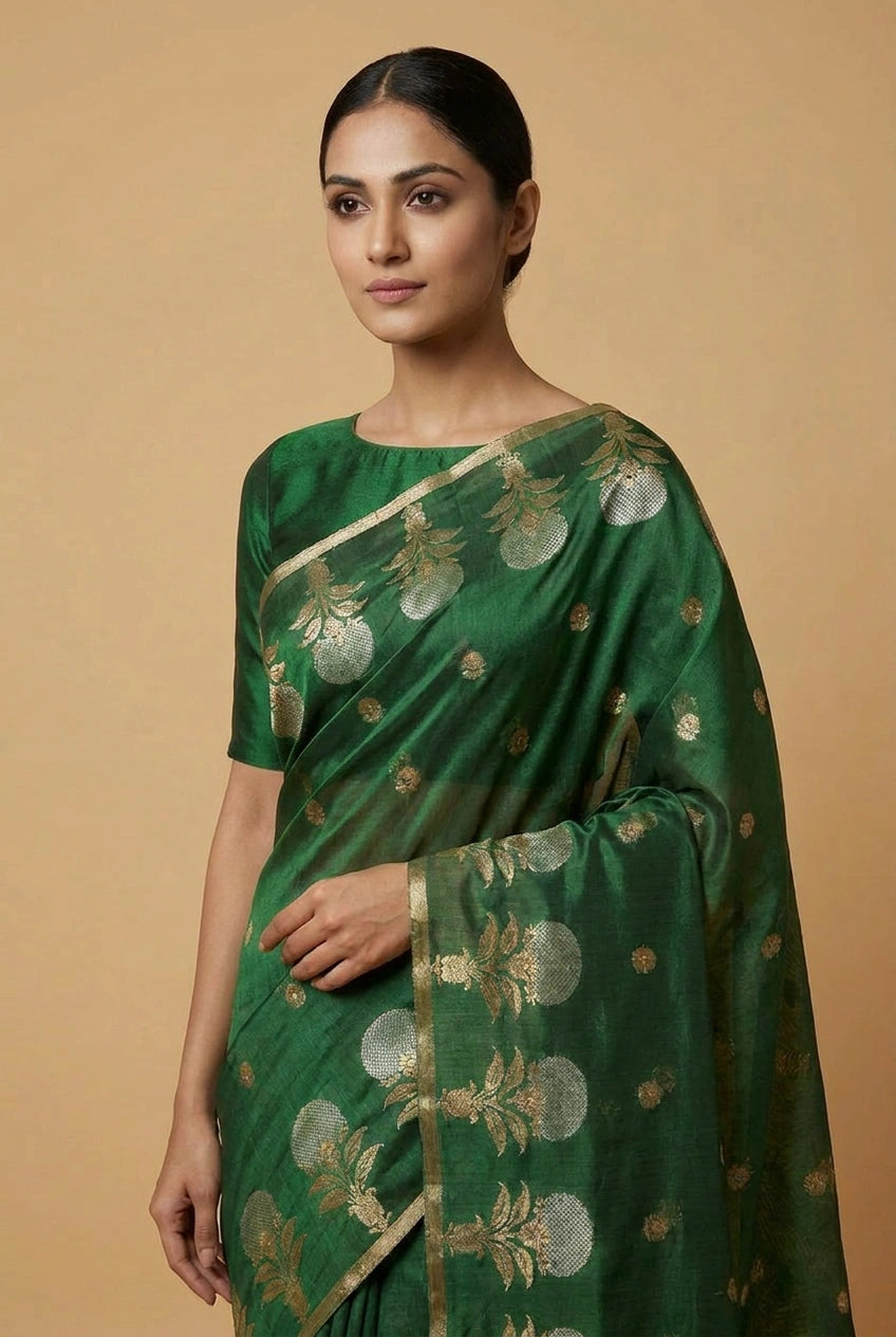 Cotton Banarasi Saree with Cotton Zari for Daily Festive