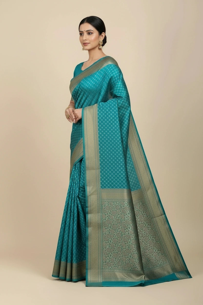 Artisan Pure Cotton Banarasi Silk Saree - View 9 | Rangoli