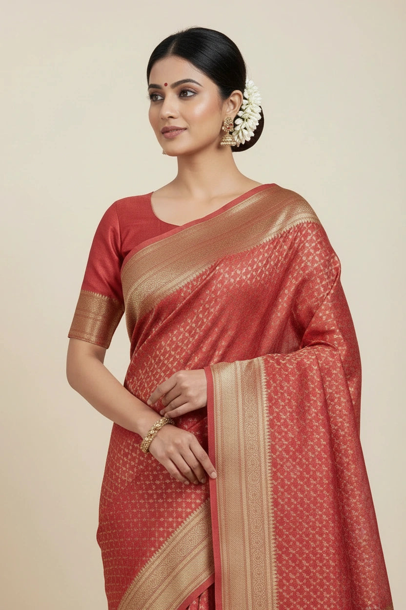 Artisan Pure Cotton Banarasi Silk Saree - View 11 | Rangoli