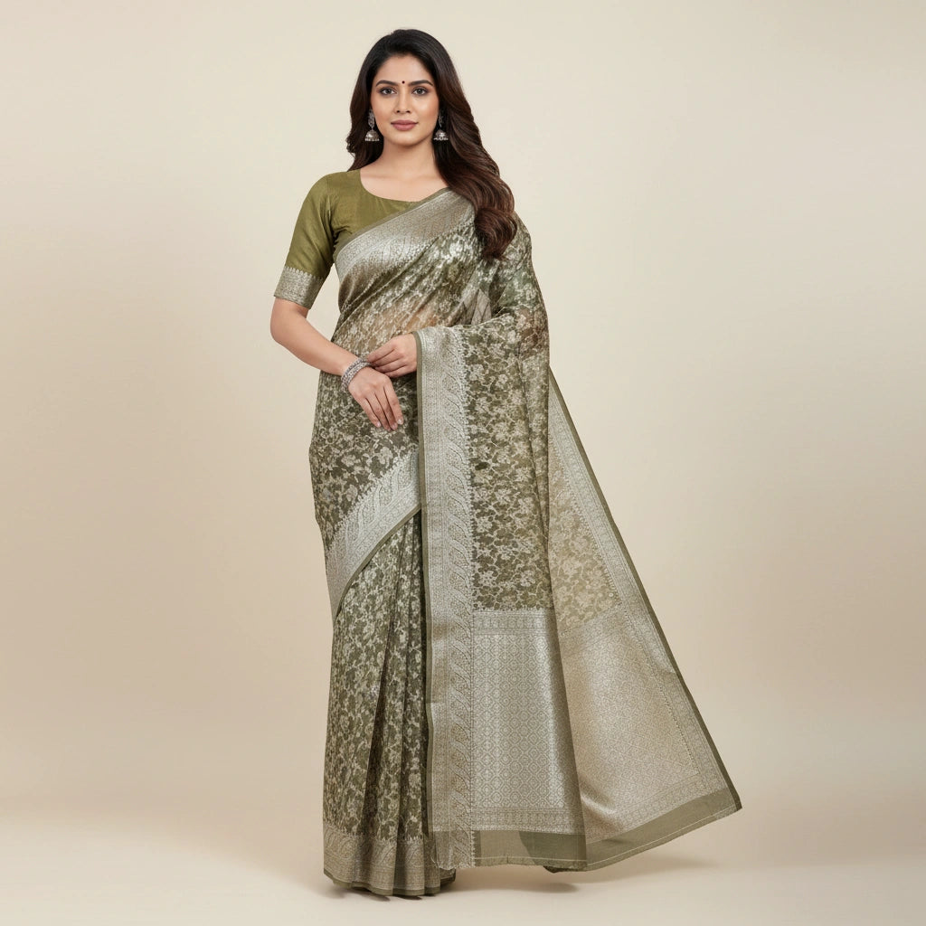 Banarasi Pure Cotton Saree with Traditional Woven Motifs