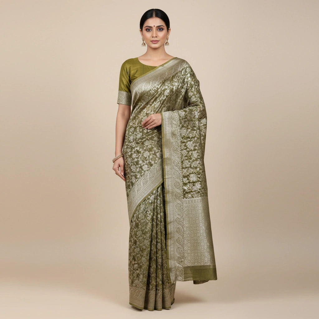 Banarasi Pure Cotton Saree with Traditional Woven Motifs - cotton Indian ethnic wear by Rangoli