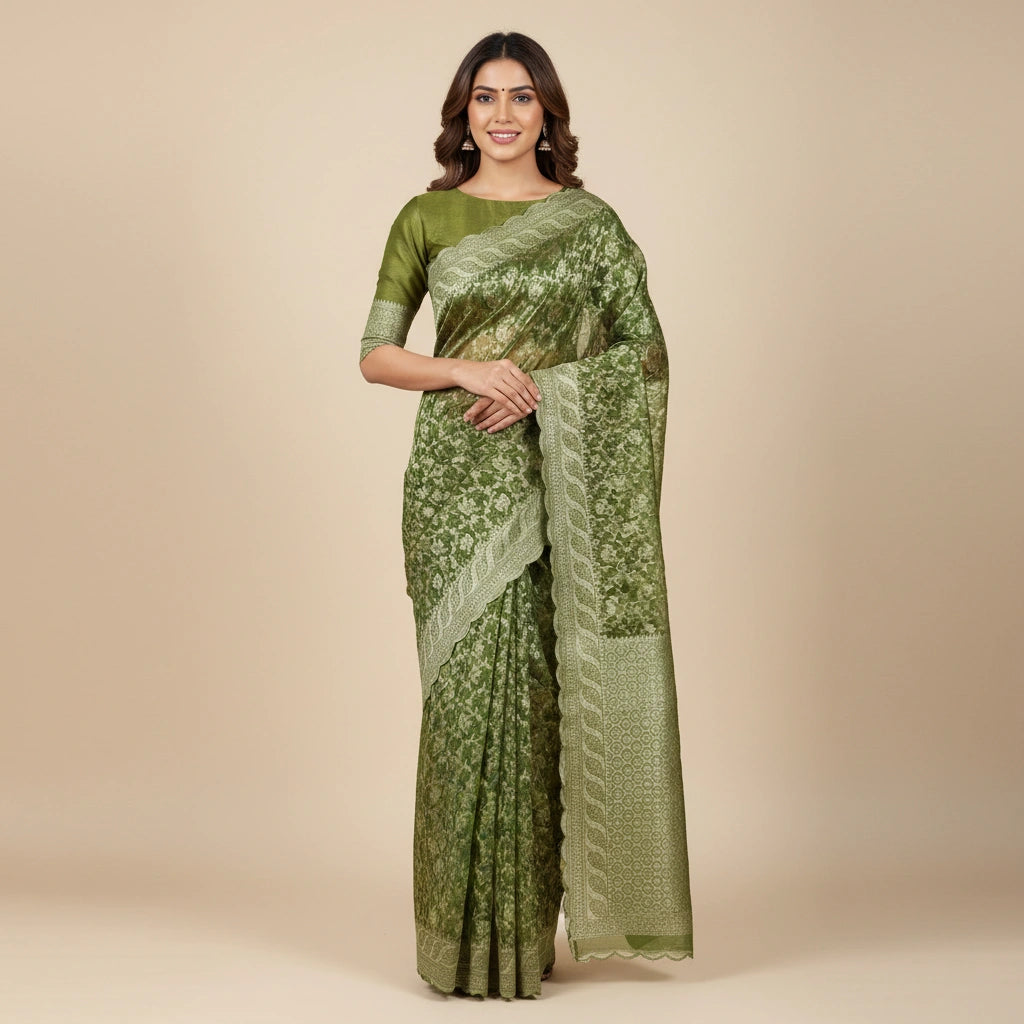 Banarasi Pure Cotton Saree with Traditional Woven Motifs - cotton Indian ethnic wear by Rangoli