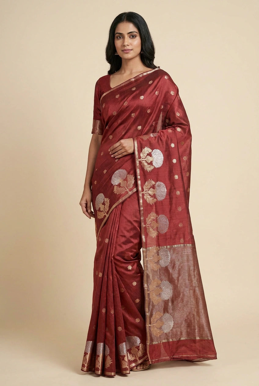 Cotton Banarasi Saree with Casual Banarasi for Office Wear
