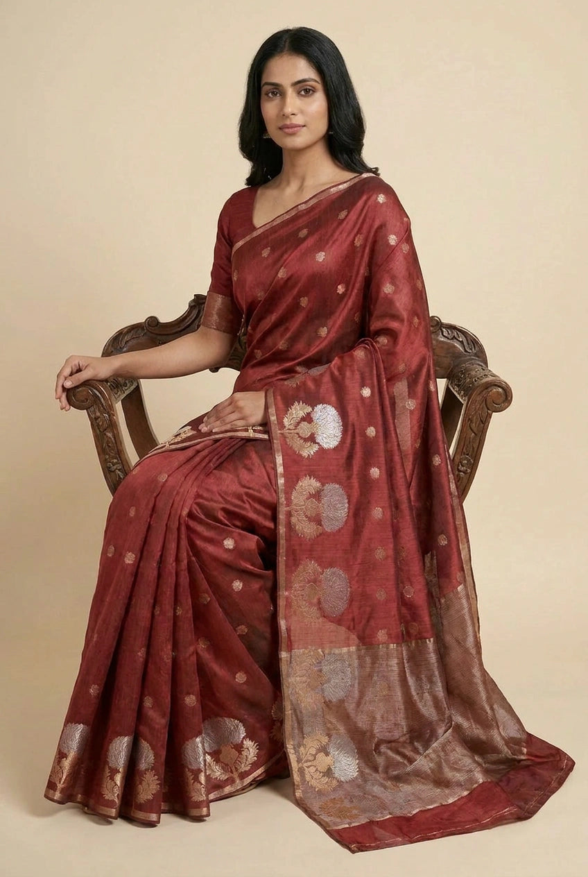 Cotton Banarasi Saree with Casual Banarasi for Office Wear