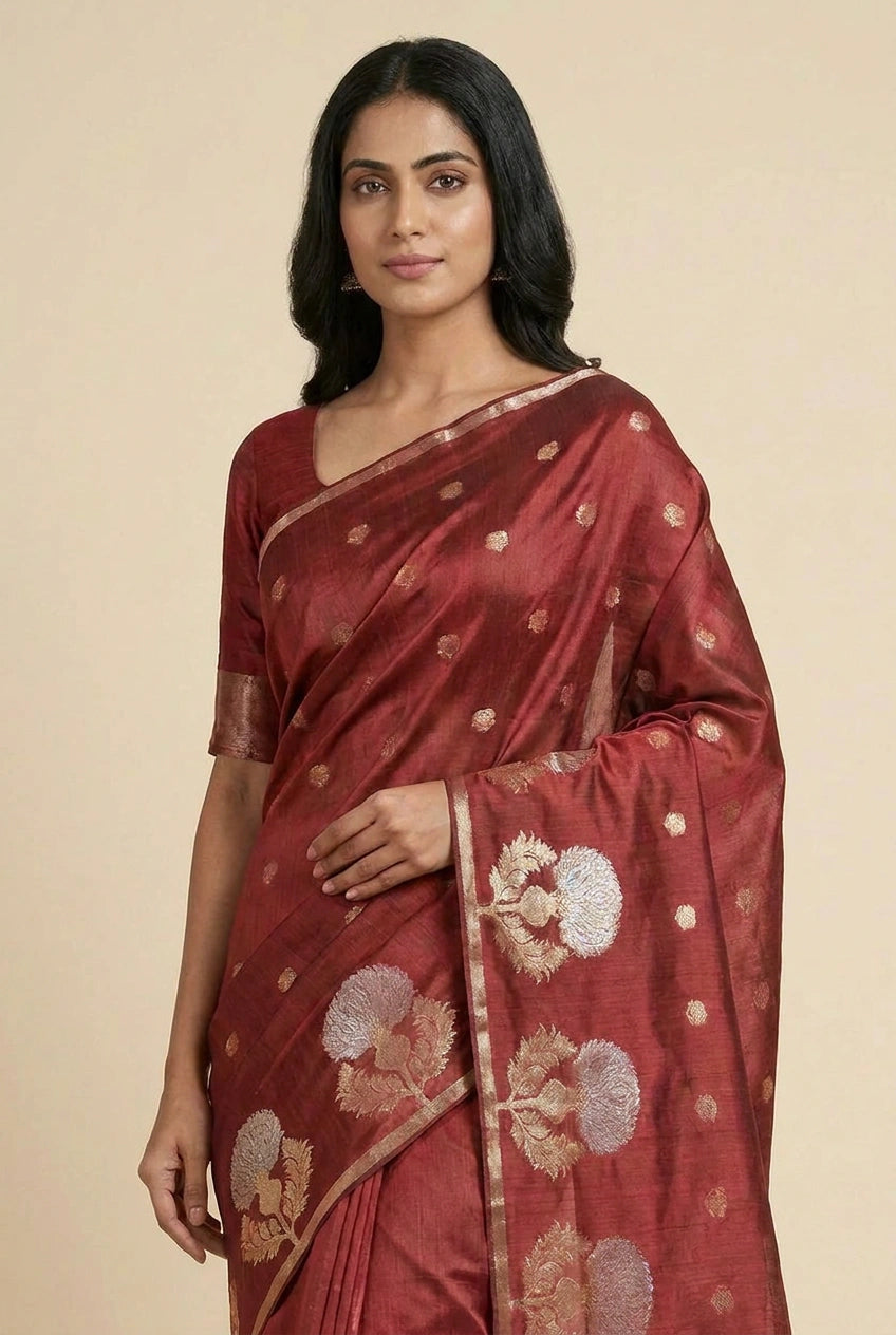 Cotton Banarasi Saree with Casual Banarasi for Office Wear