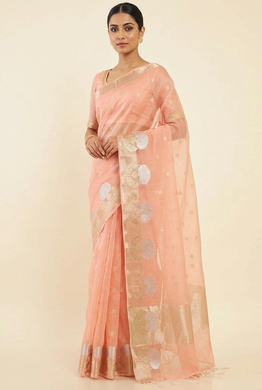 Cotton Banarasi Saree with Casual Banarasi for Office Wear