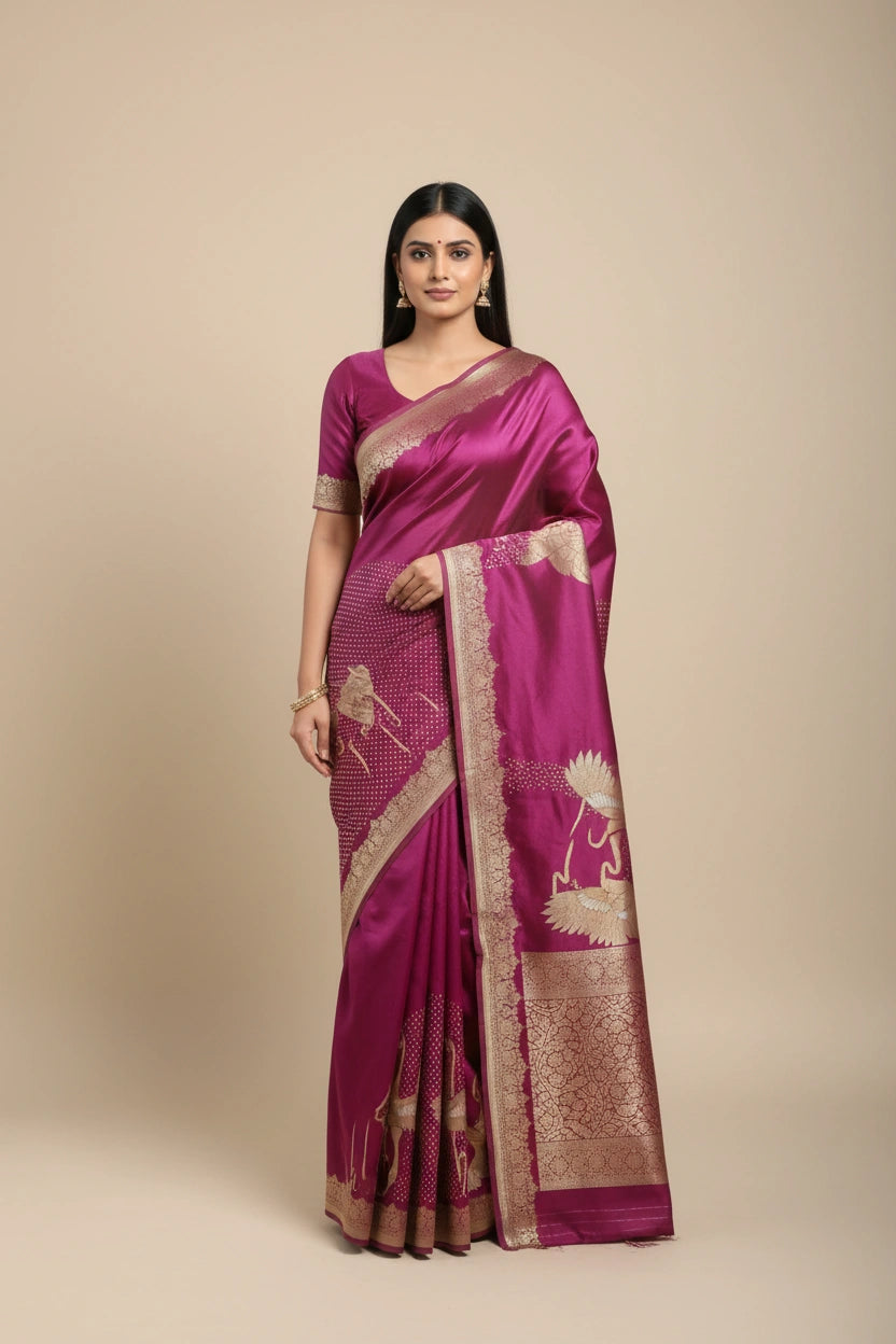 Banarasi Mashru Silk Saree with Intricate Zari Work | Rangoli