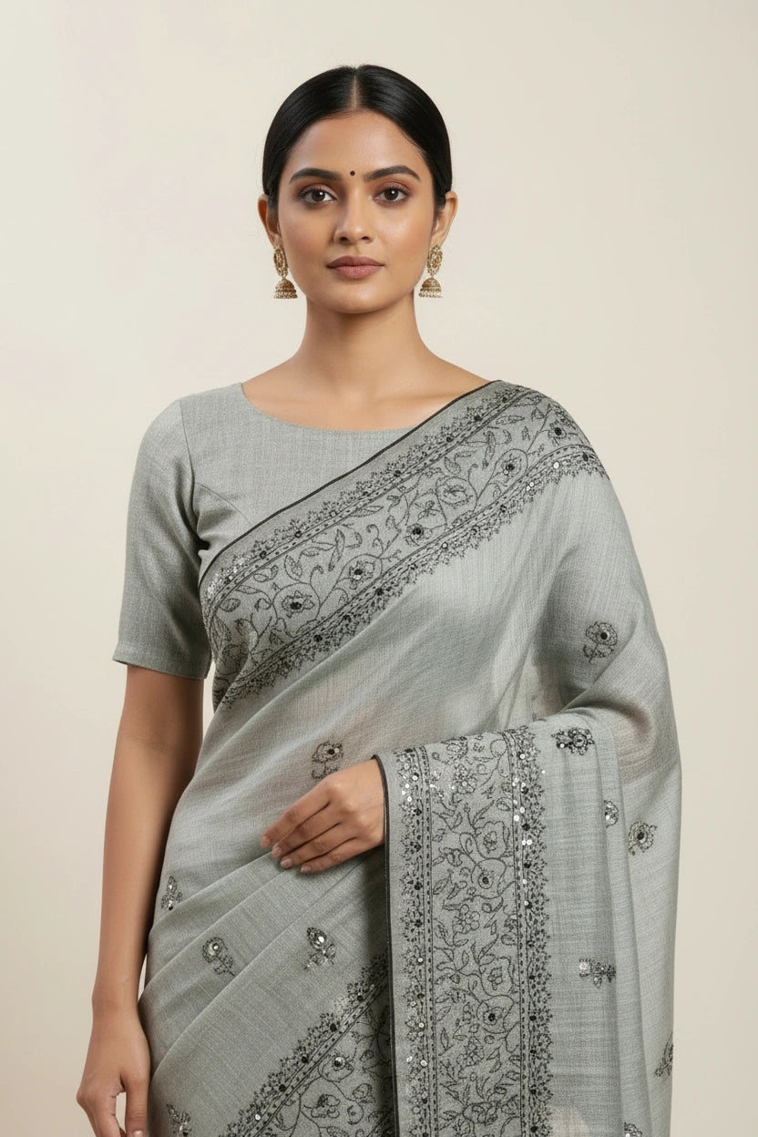 Handcrafted Cotton Linen Weaving Saree - cotton; linen Indian ethnic wear by Rangoli