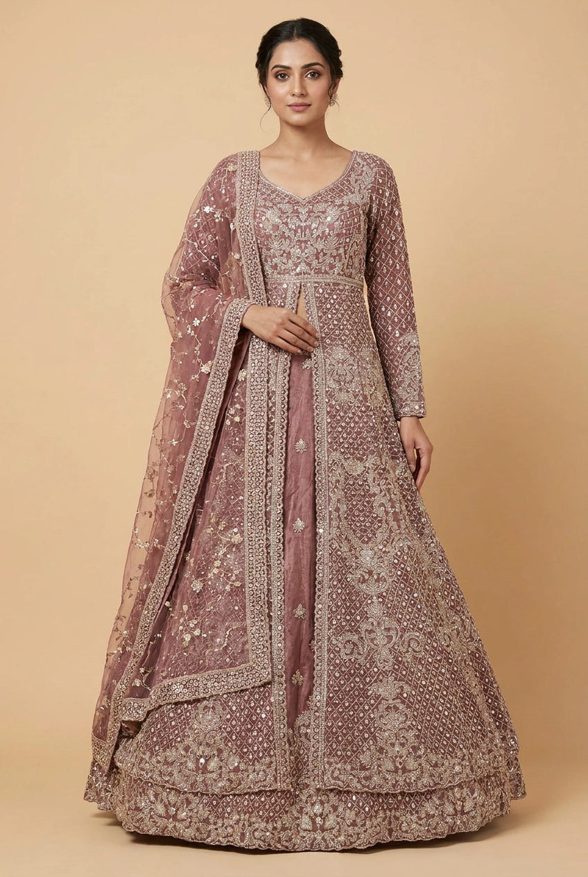 Embroidered Bridal Lehenga Achkan Set – Wedding Wear