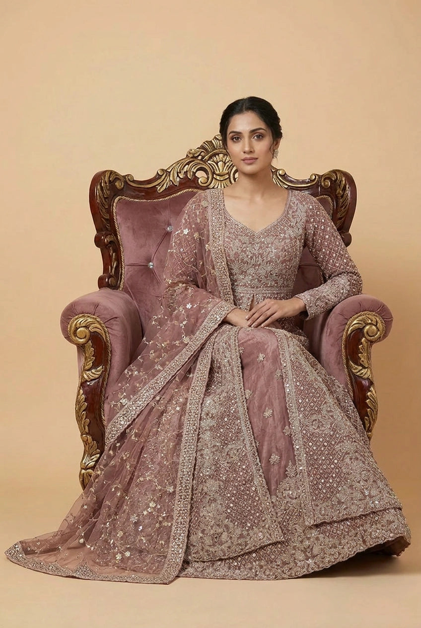 Embroidered Bridal Lehenga Achkan Set – Wedding Wear