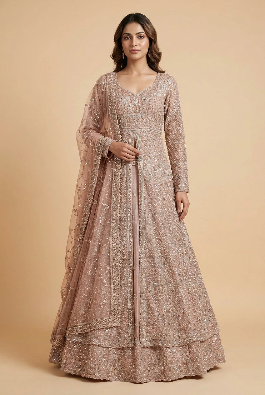 Embroidered Bridal Lehenga Achkan Set – Wedding Wear