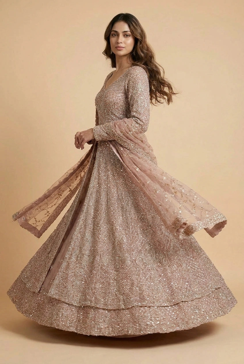 Embroidered Bridal Lehenga Achkan Set – Wedding Wear