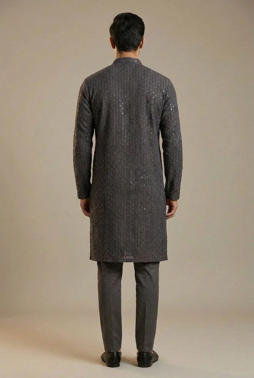 Black Cotton Kurta Set with Pintuck Front for Daily Comfort