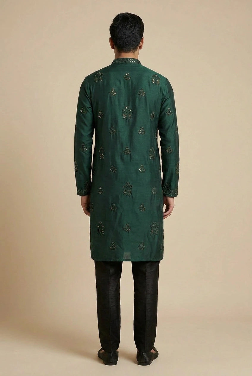Cotton Kurta Set with Tonal Buttons for Pujas