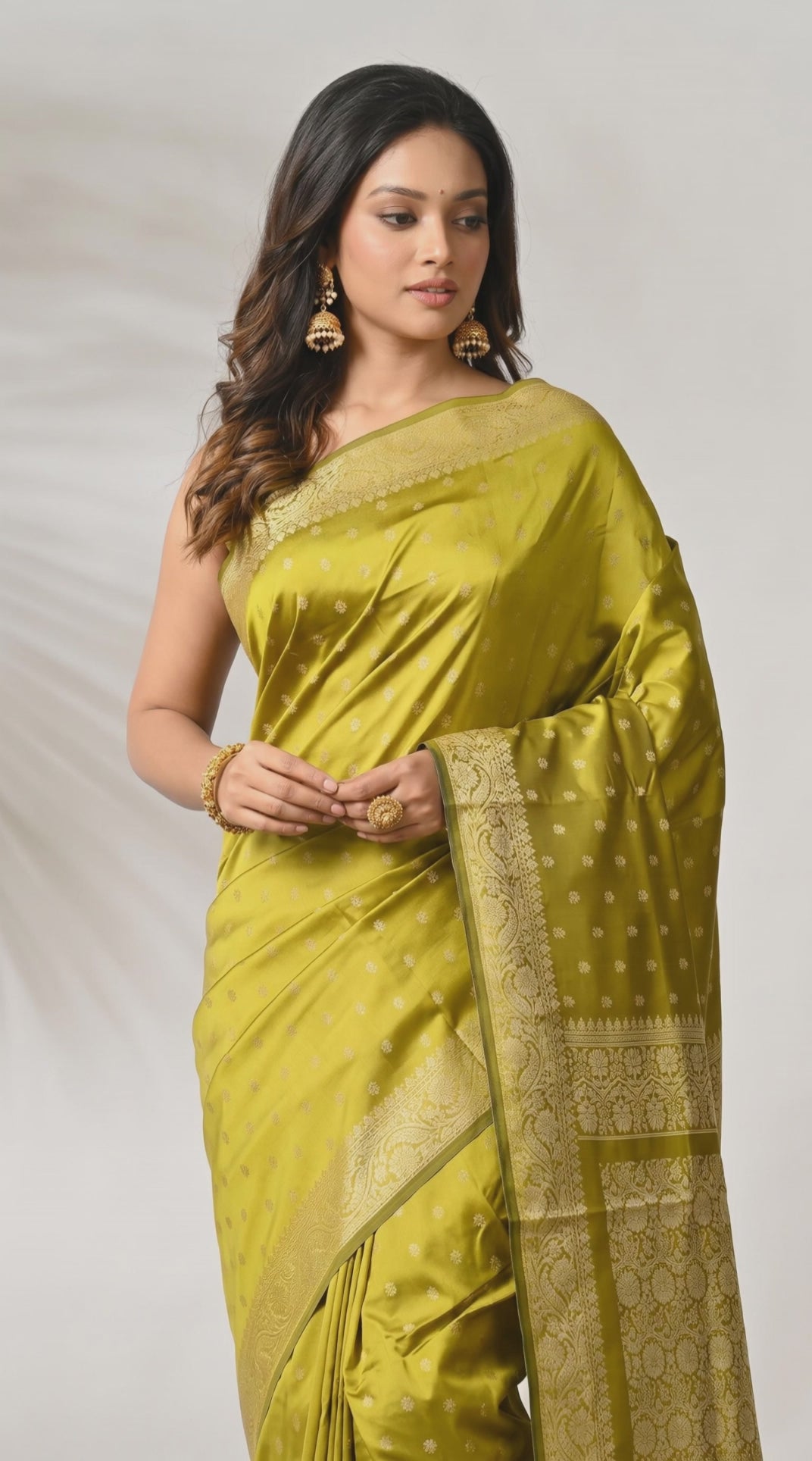 Thread Weaving without Zari Silk Katan Saree