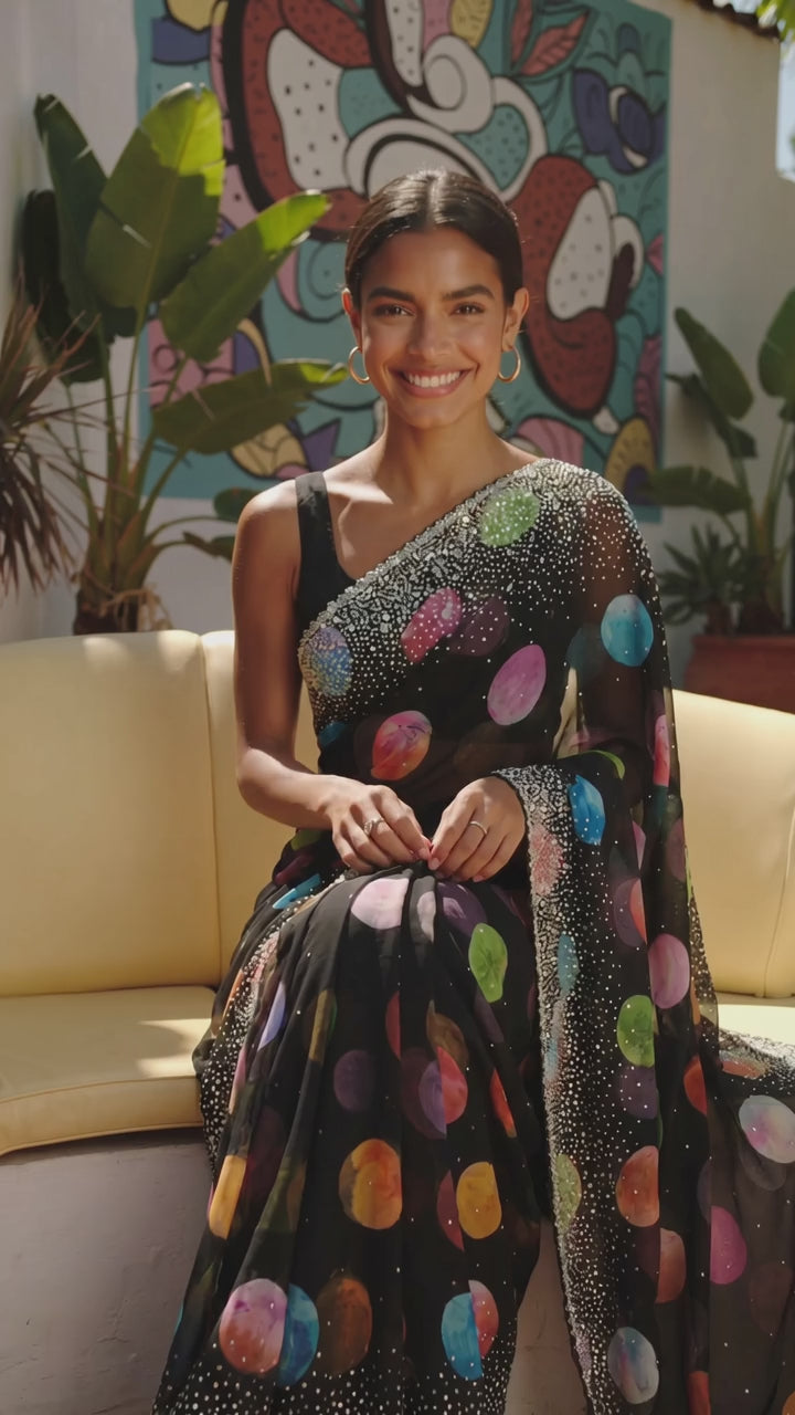 Georgette Saree with Resham Thread and Sequin Border Work