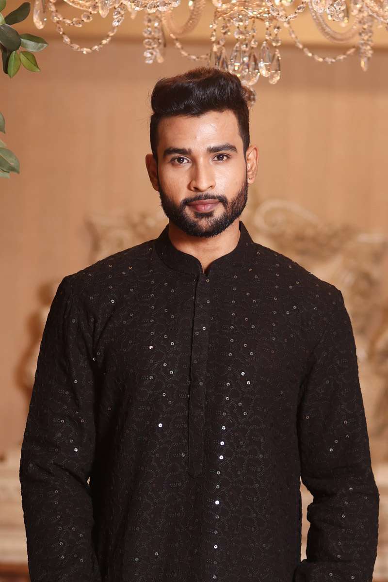 Charcoal Black Georgette Kurta Set