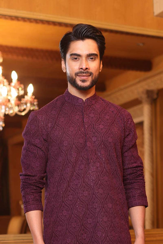 Wine Georgette Kurta Set