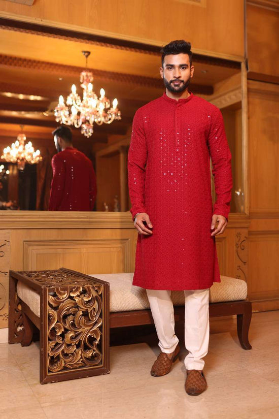Maroon Georgette Kurta Set