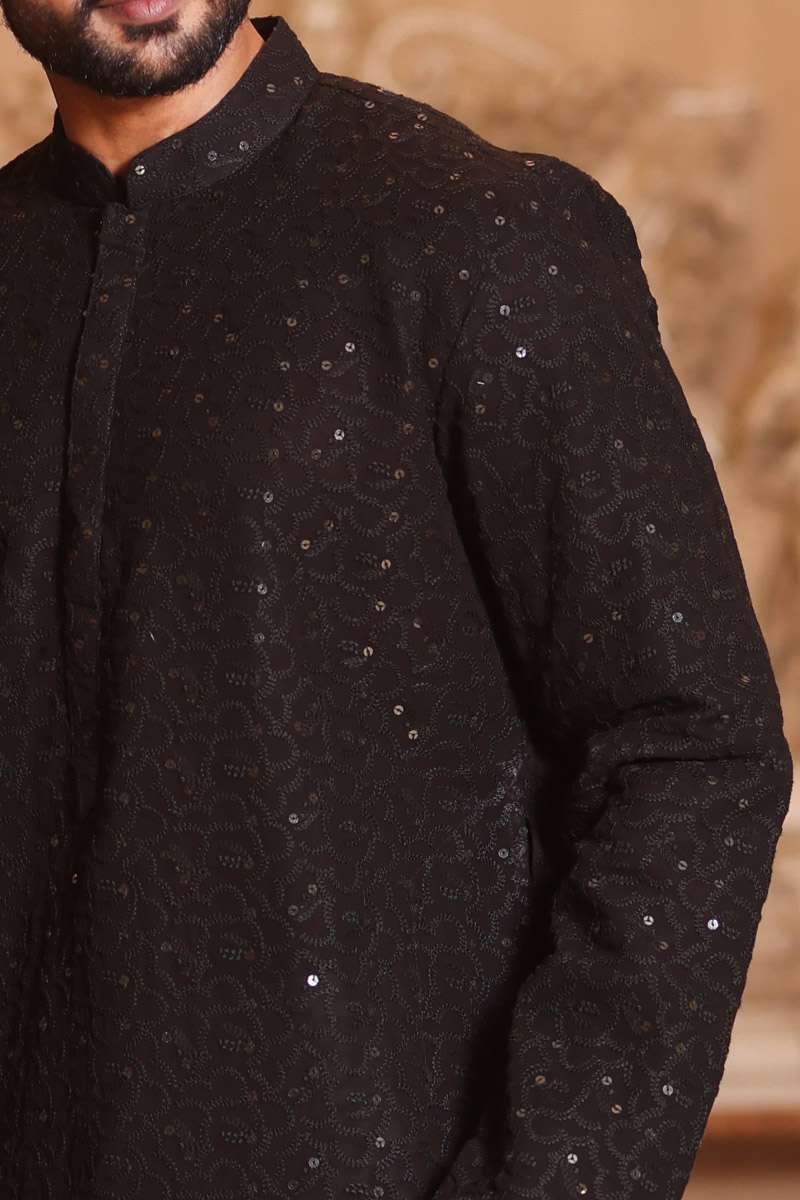 Charcoal Black Georgette Kurta Set