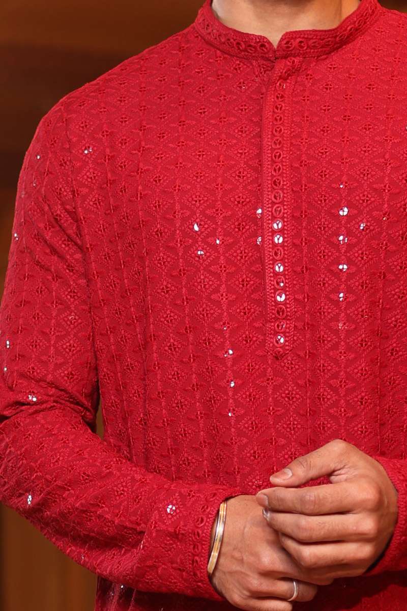 Maroon Georgette Kurta Set