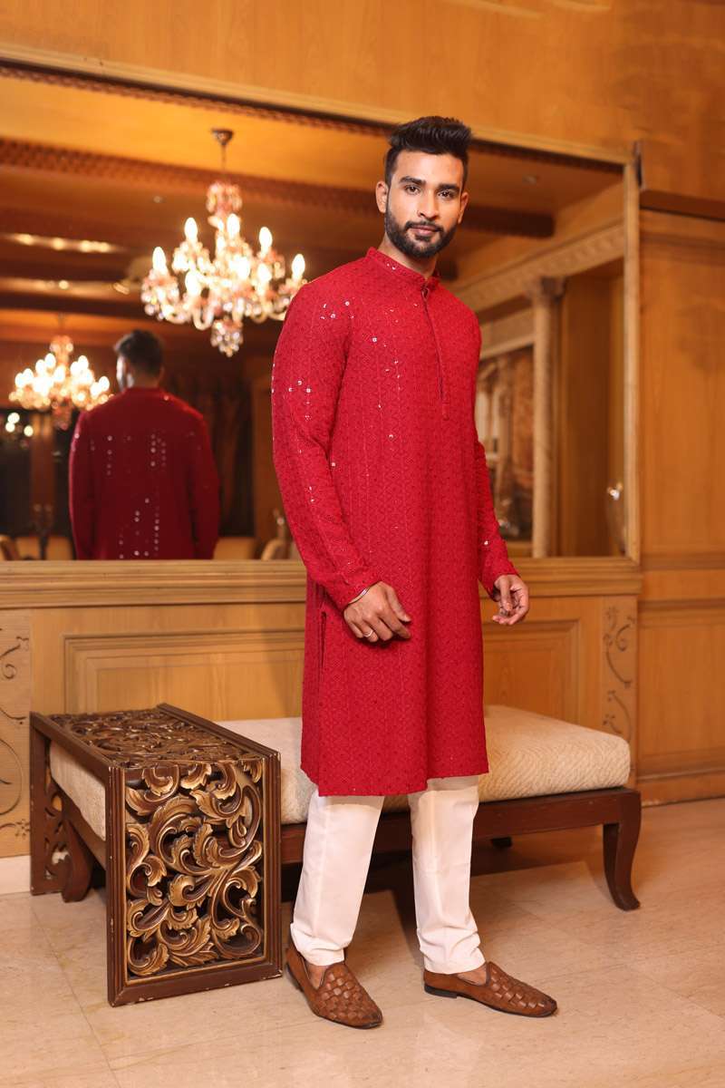 Maroon Georgette Kurta Set