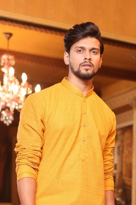 Yellow Cotton Kurta Set