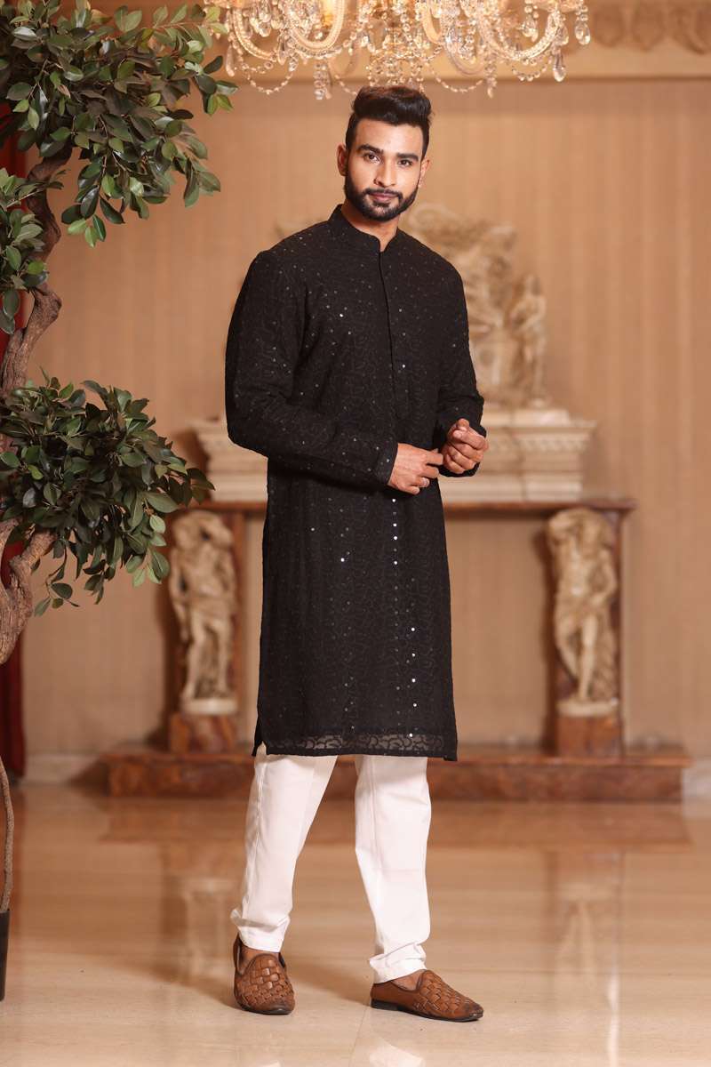 Charcoal Black Georgette Kurta Set