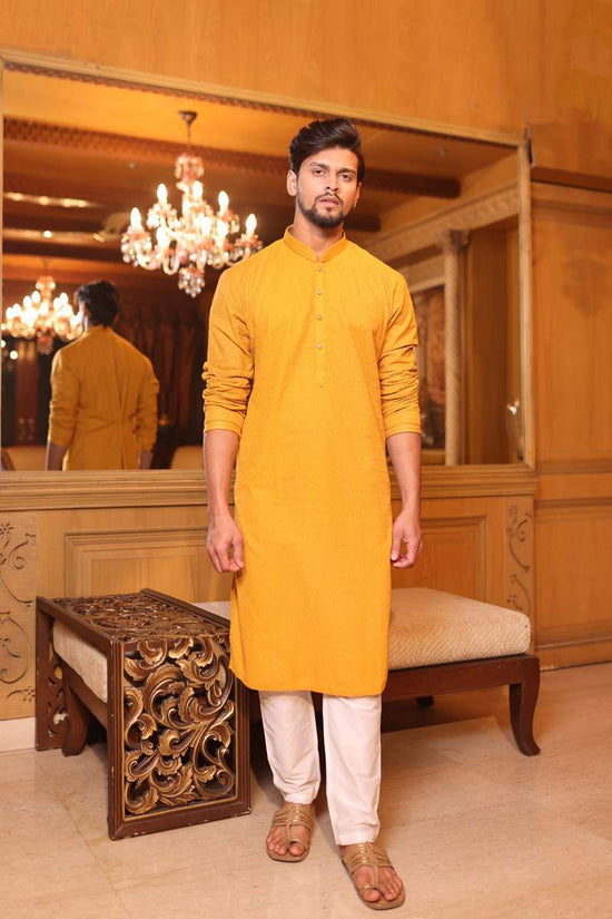 Yellow Cotton Kurta Set