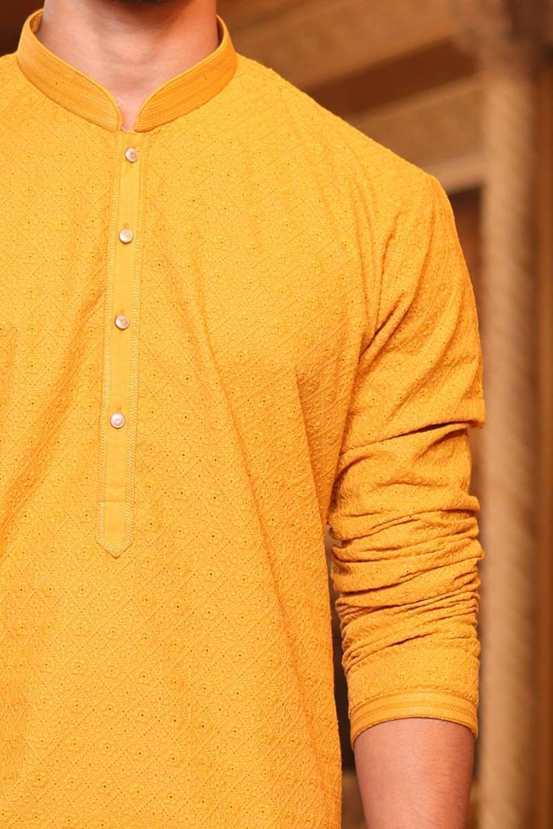 Yellow Cotton Kurta Set
