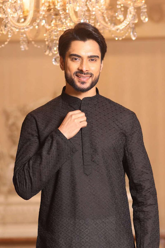 Charcoal Black Cotton Kurta Set