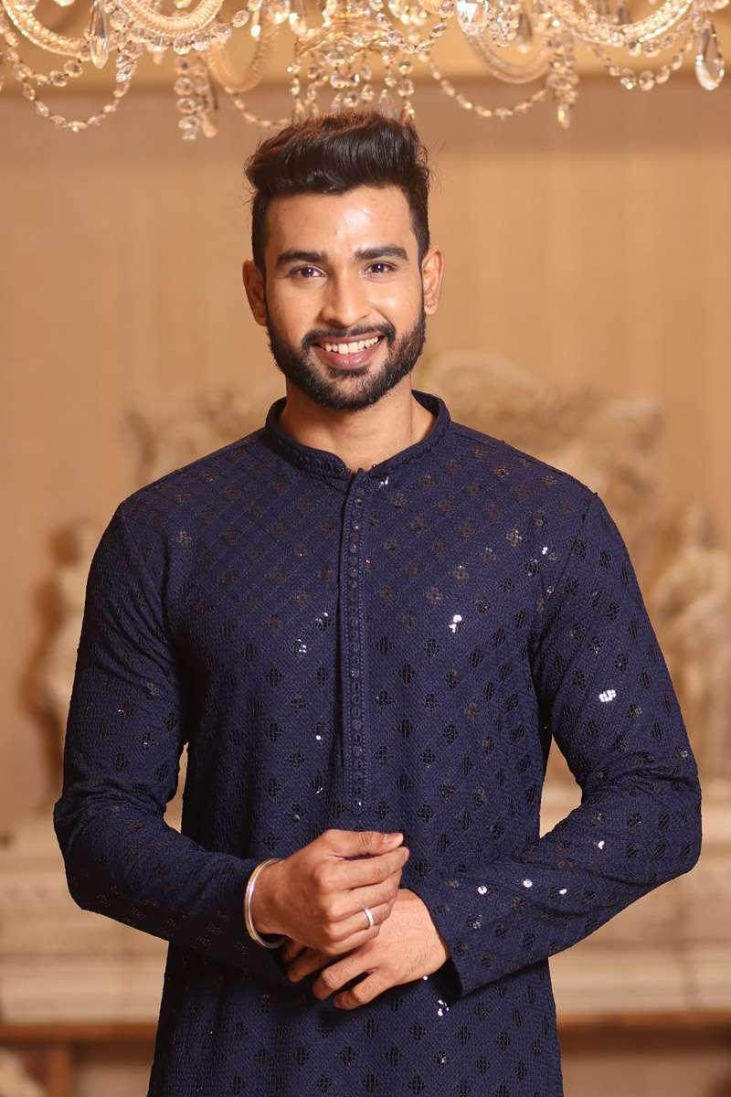 Midnight Blue Georgette Kurta Set