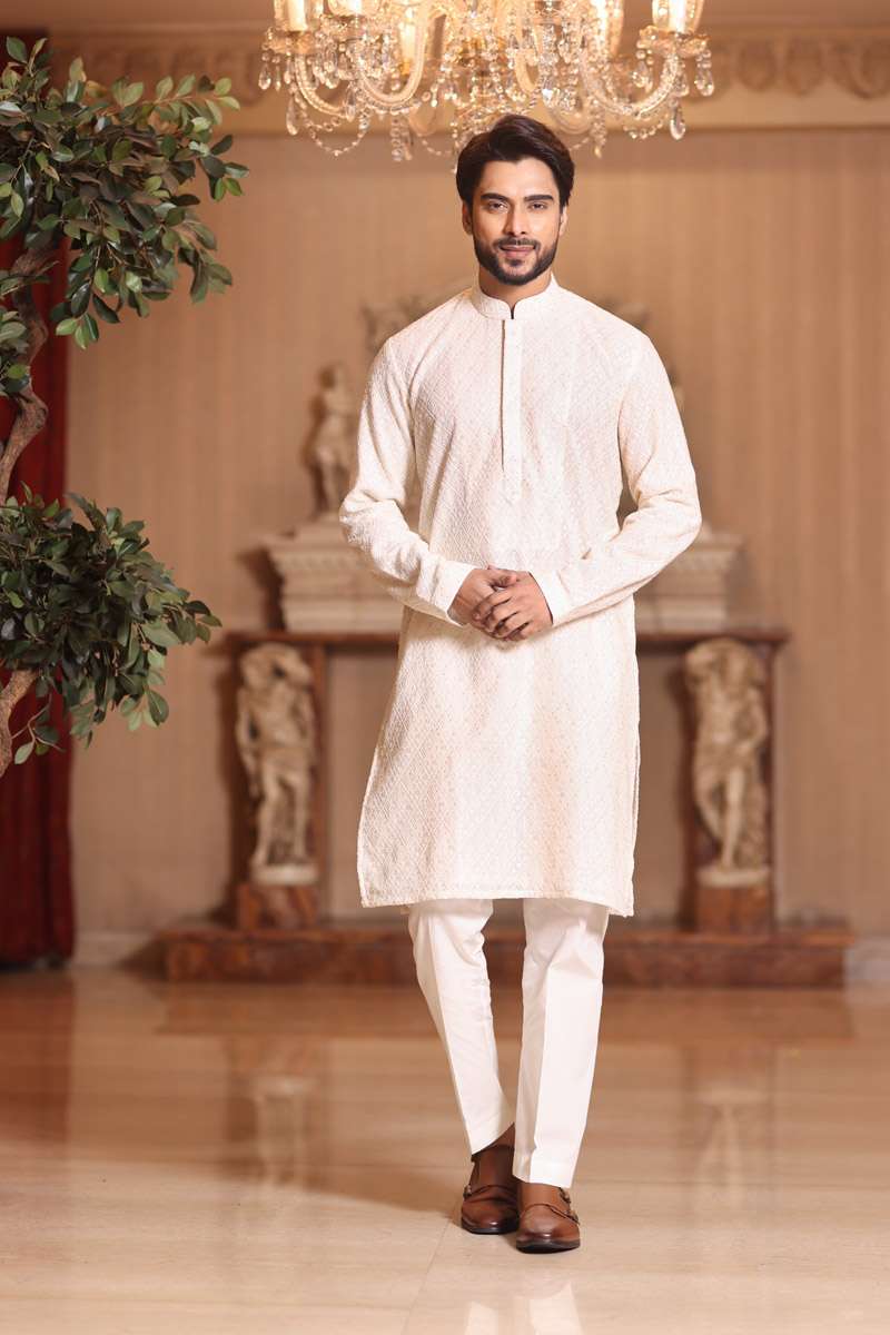 Off White Georgette Kurta Set
