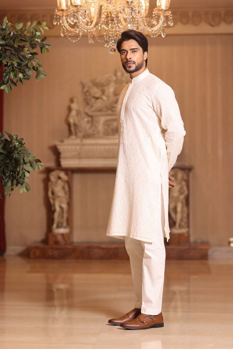 Off White Georgette Kurta Set