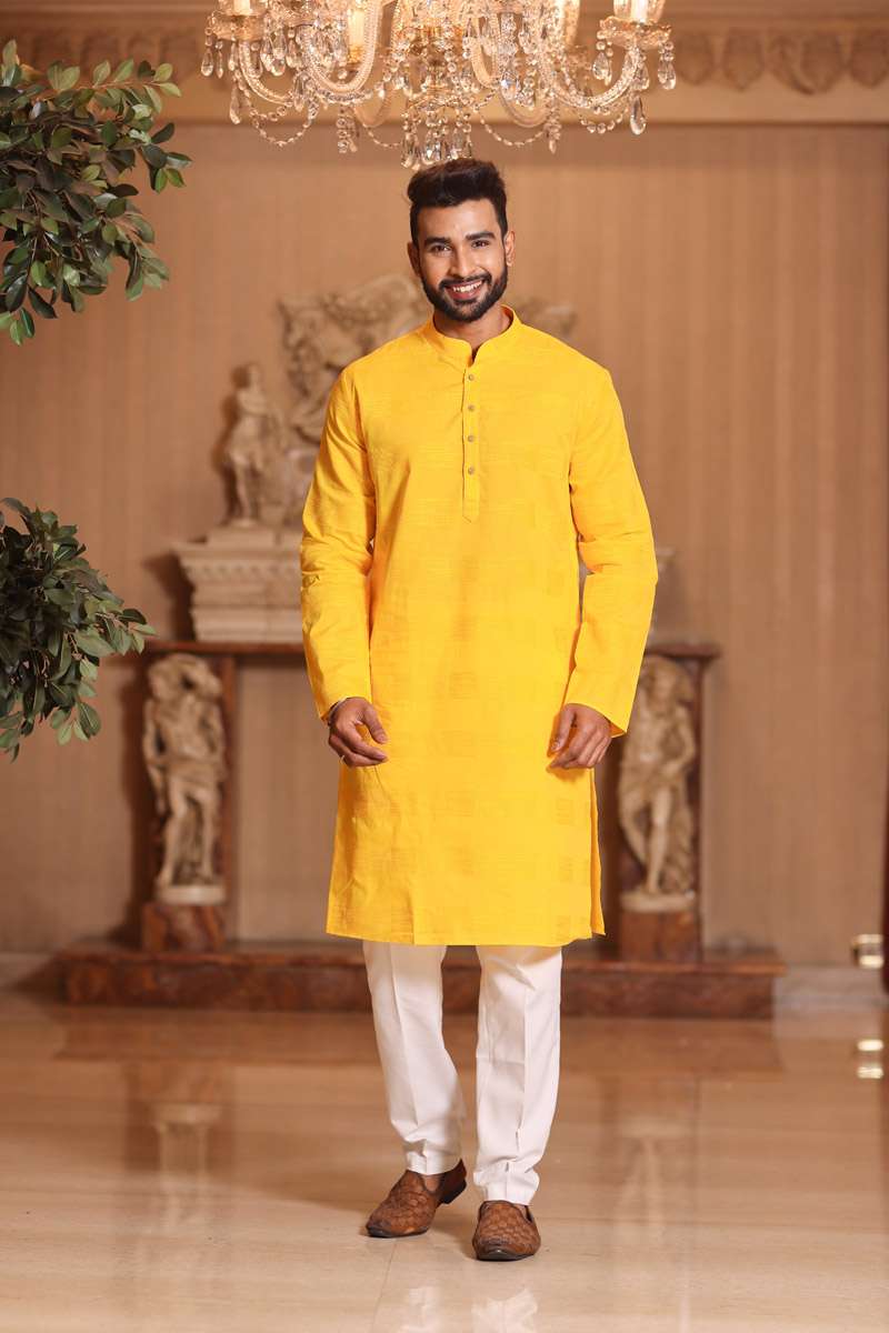 Mustard Cotton Kurta Set