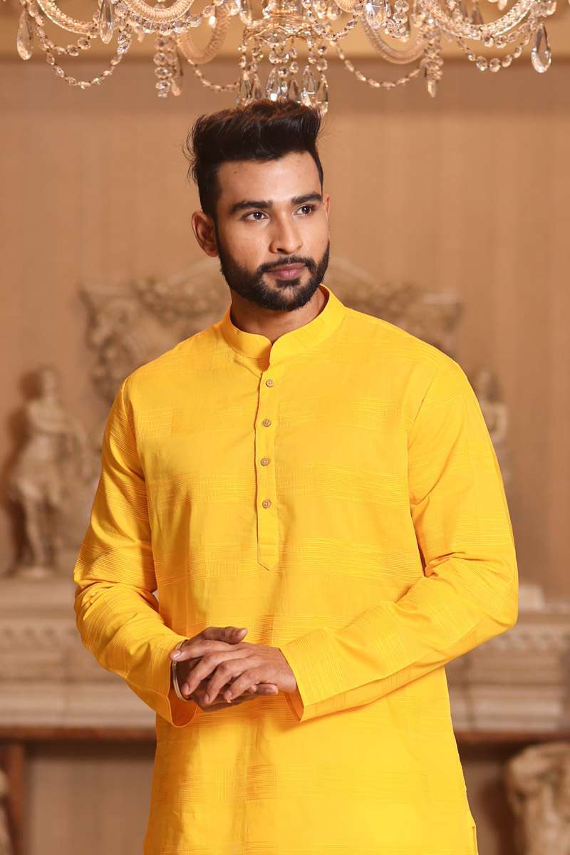 Mustard Cotton Kurta Set