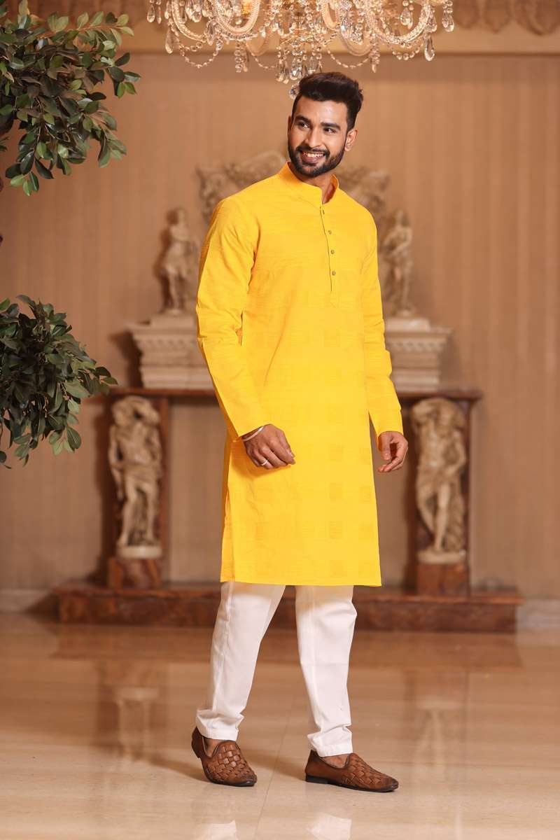 Mustard Cotton Kurta Set